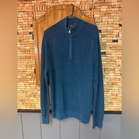 Express Blue 1/4 zip 100% cotton sweater size XL - Picture 2 of 6